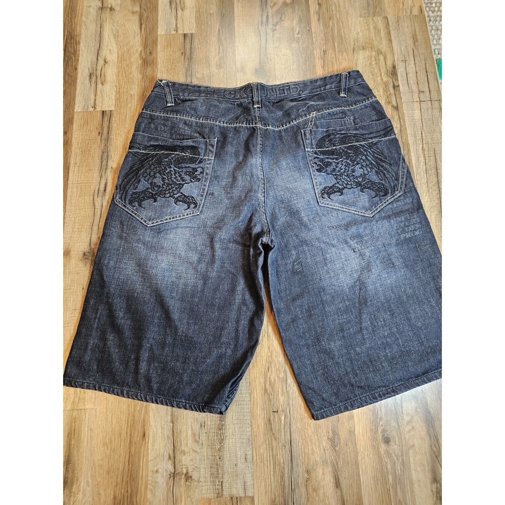Vintage Ecko Unltd Embroidered Baggy Fit Denim Jean Shorts Jorts Size 40 Y2K